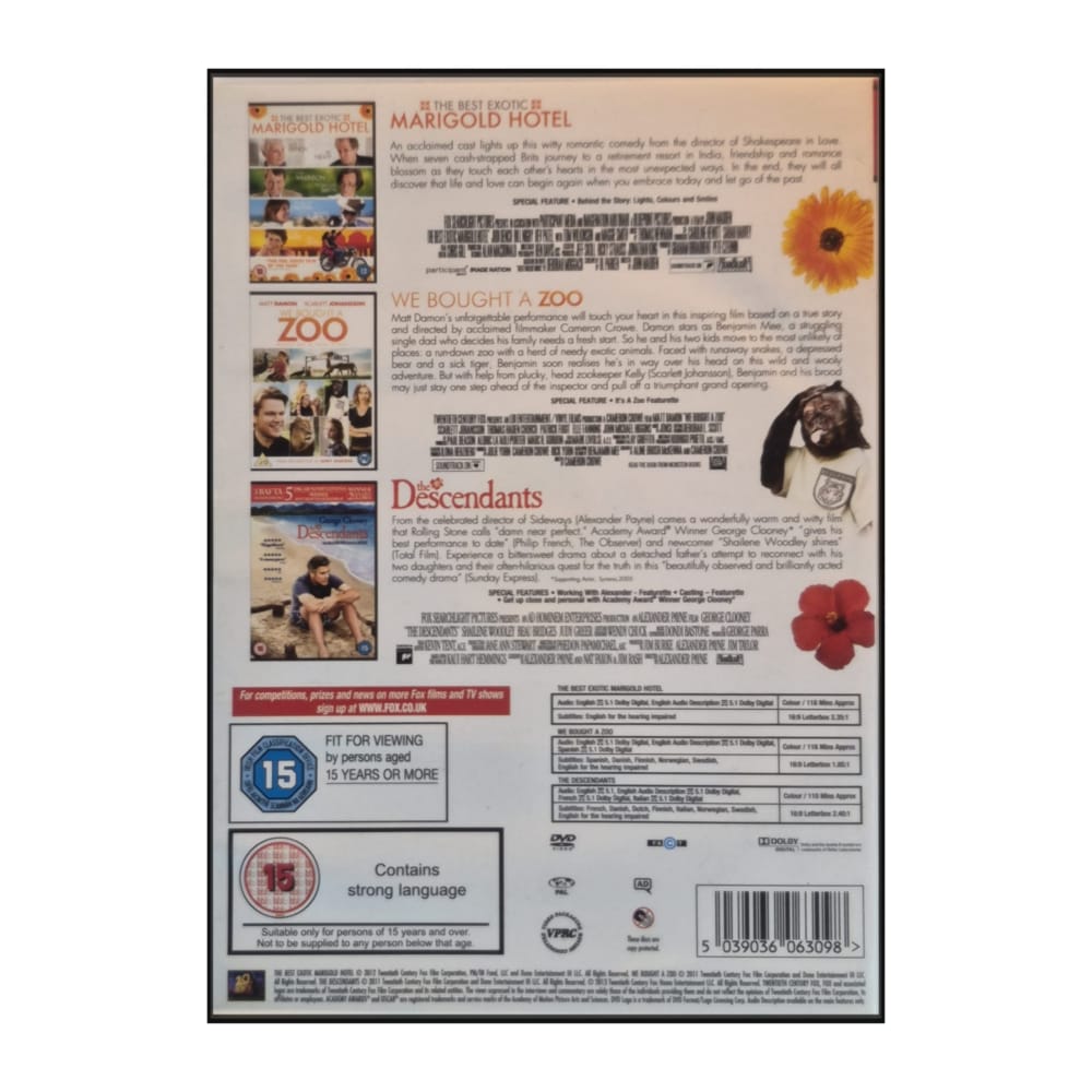 Marigold Hotel: The Best Exotic Marigold Hotel + We Bought A Zoo + The Descendants