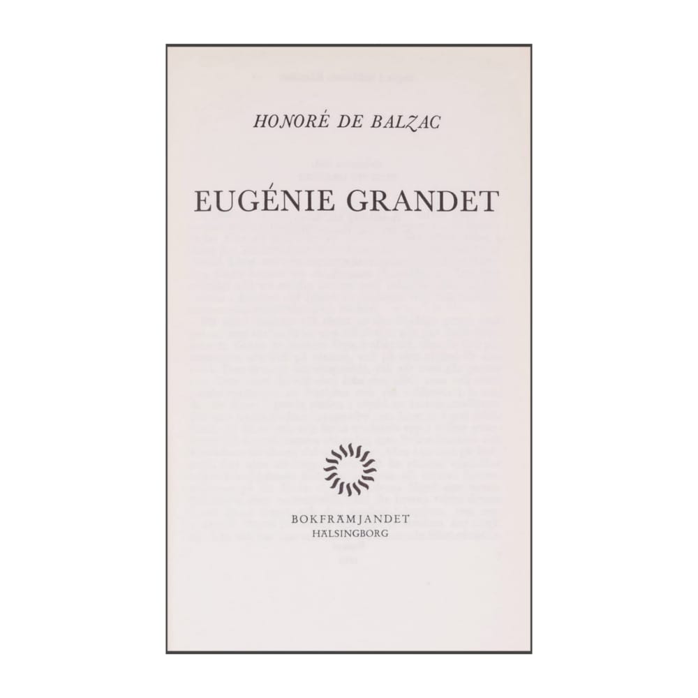 Honore De Balzac: Eugenie Grandet
