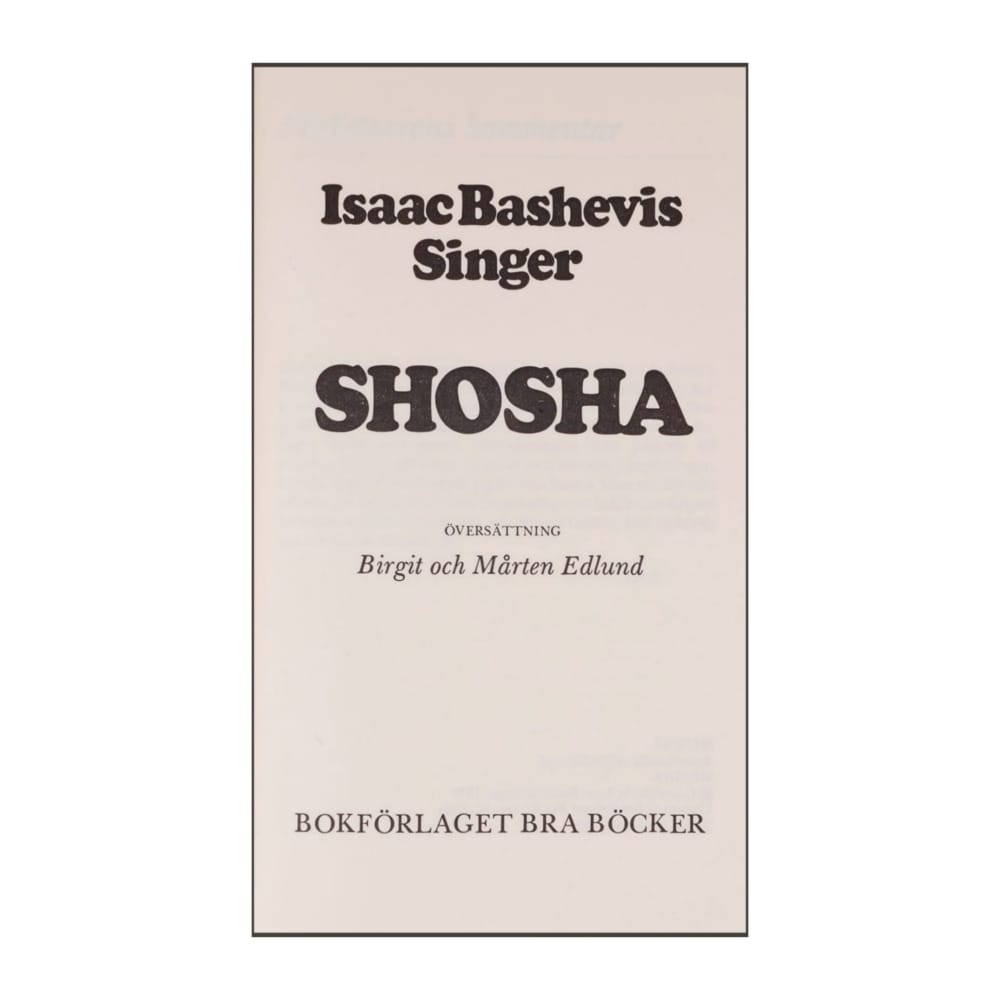 Isaac Bashevis Singer: Shosha