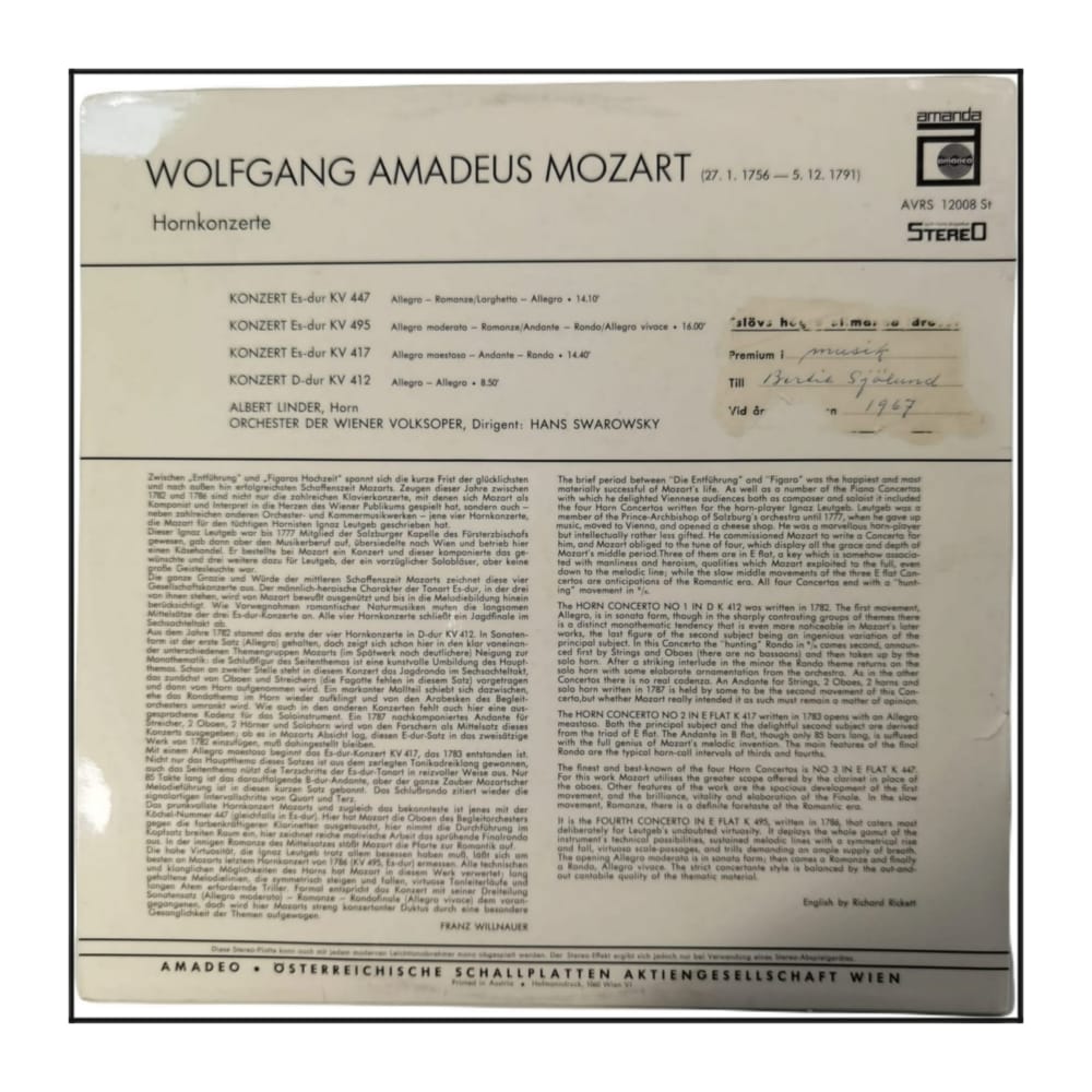 Wolfgang Amadeus Mozart: Hornkonzerte