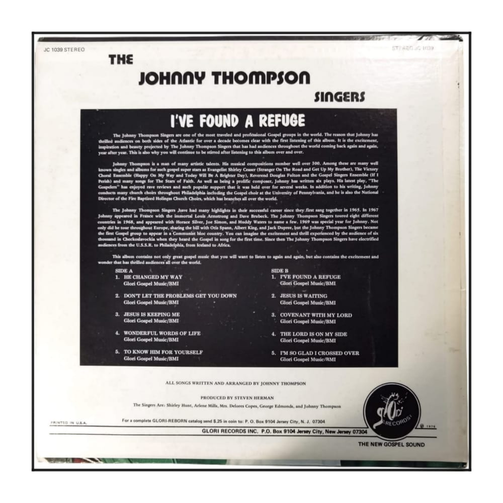 The Johnny Thompson Singers: I'Ve Found A Refuge