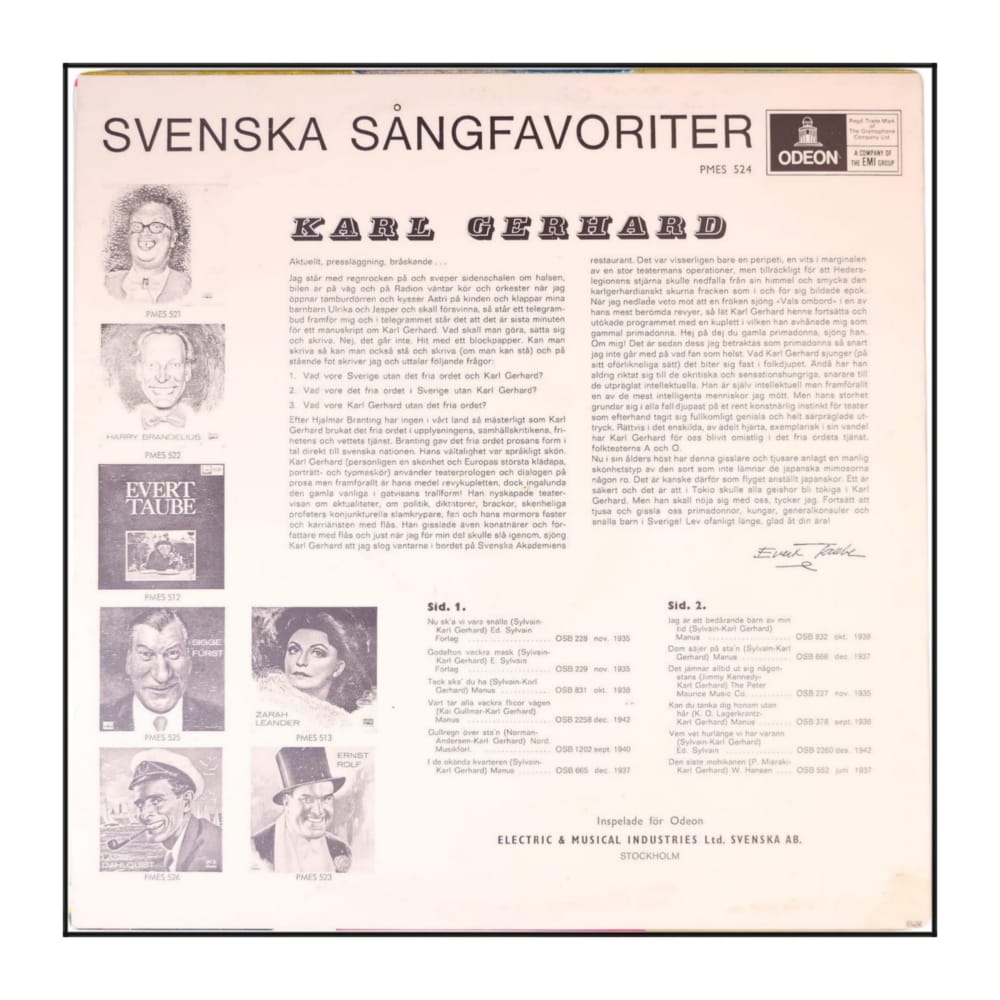 Karl Gerhard: Svenska Sångfavoriter