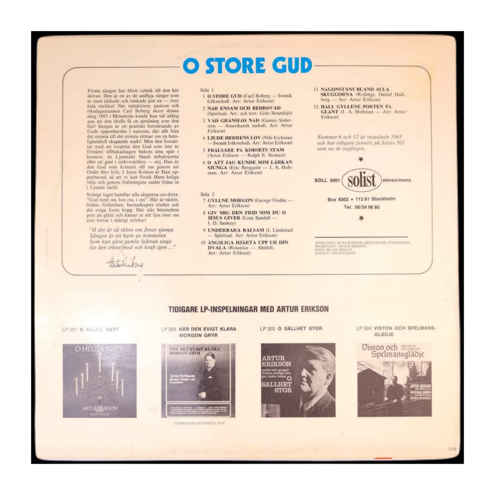 Artur Erikson: O Store Gud