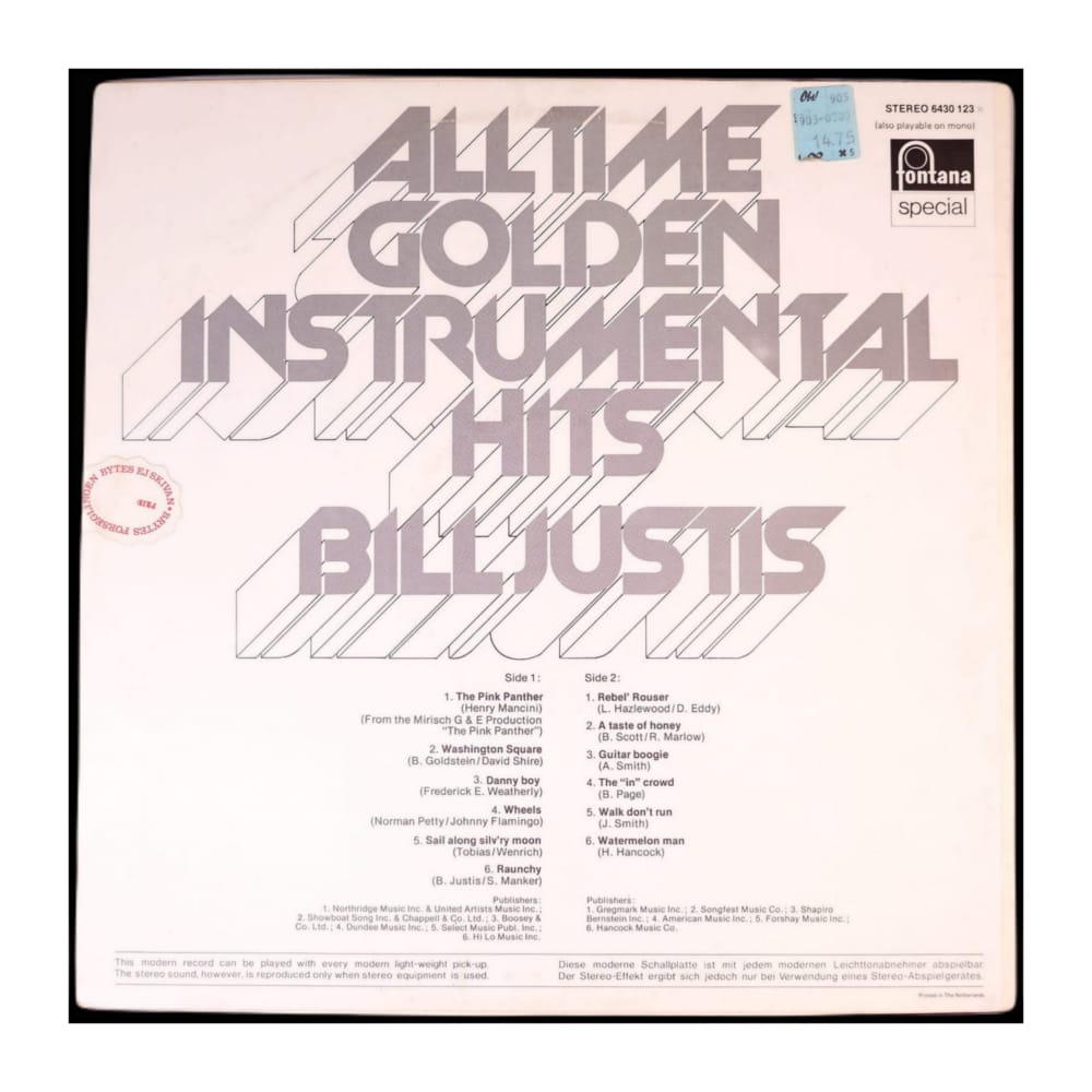 Bill Justis: All Time Golden Instrumental Hits