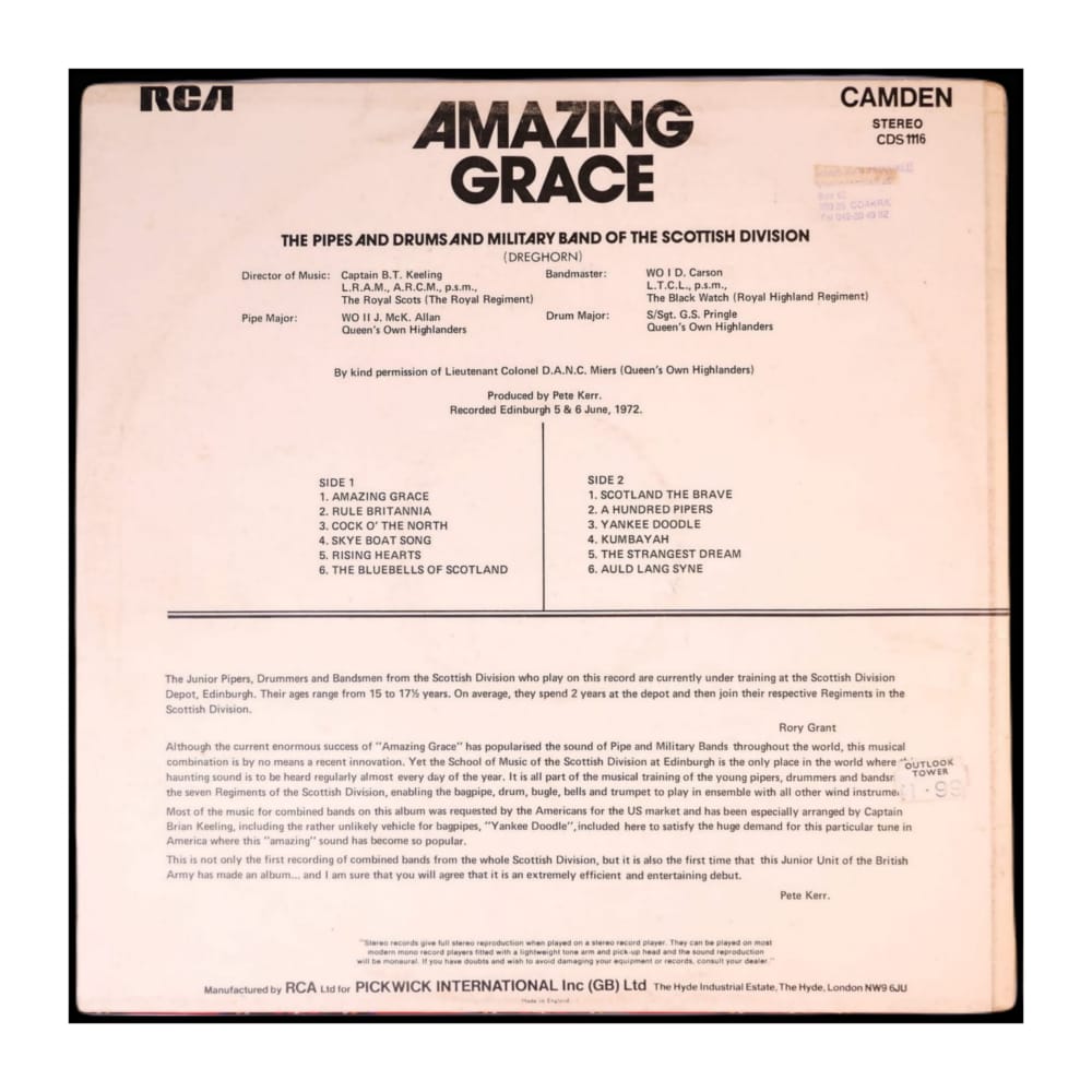 The Pipes And Drums And Military Band Of The Scottish Division: Amazing Grace