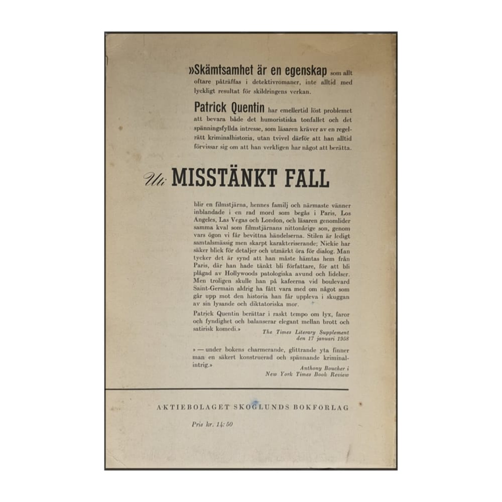 Patrick Quentin: Misstänkt Fall
