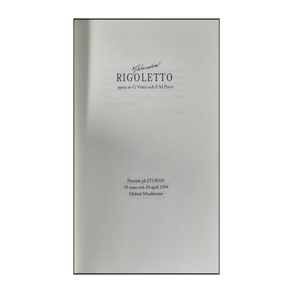 G Verdi & F M Piave: Rigoletto: Förbannelsen