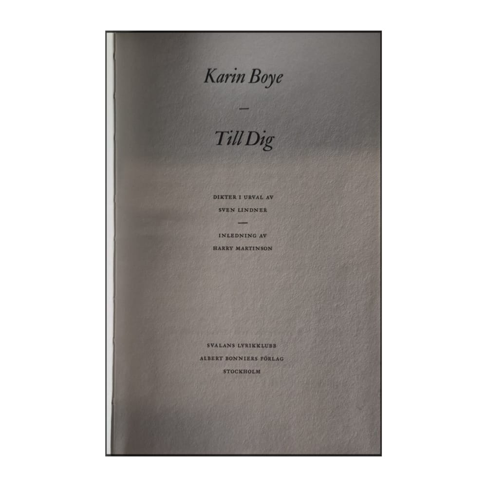 Karin Boye: Till Dig