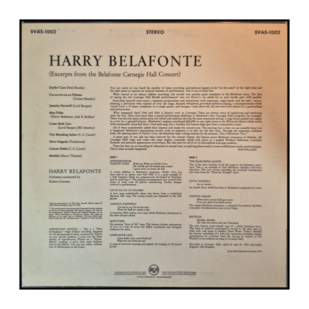 Harry Belafonte: Excerpts From The Belafonte Carnegie Hall Concert