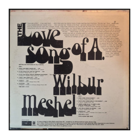 Billy Meshel: The Love Songs Of A. Wilbur Meshel
