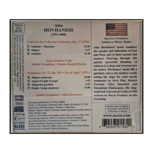 Alan Hovhaness: Symphony No. 22 City Of Light / Cello Concerto