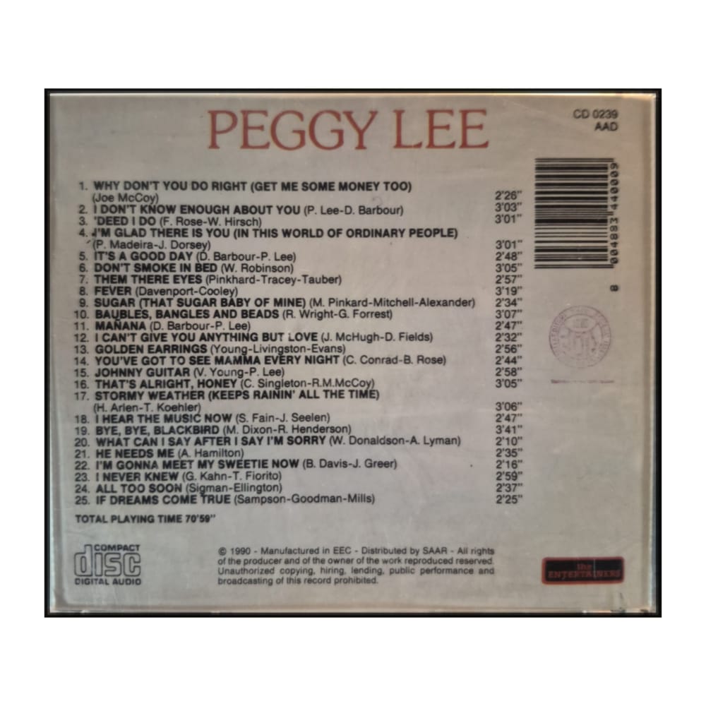 Peggy Lee: Why Don'T You Do Right