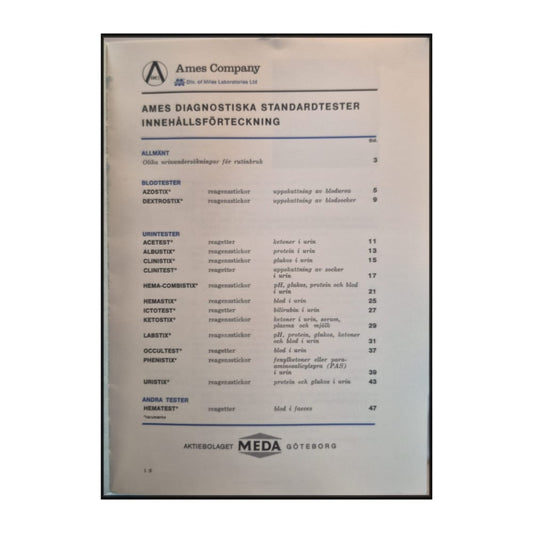 Ames Company: Ames Diagnostiska Standardtester