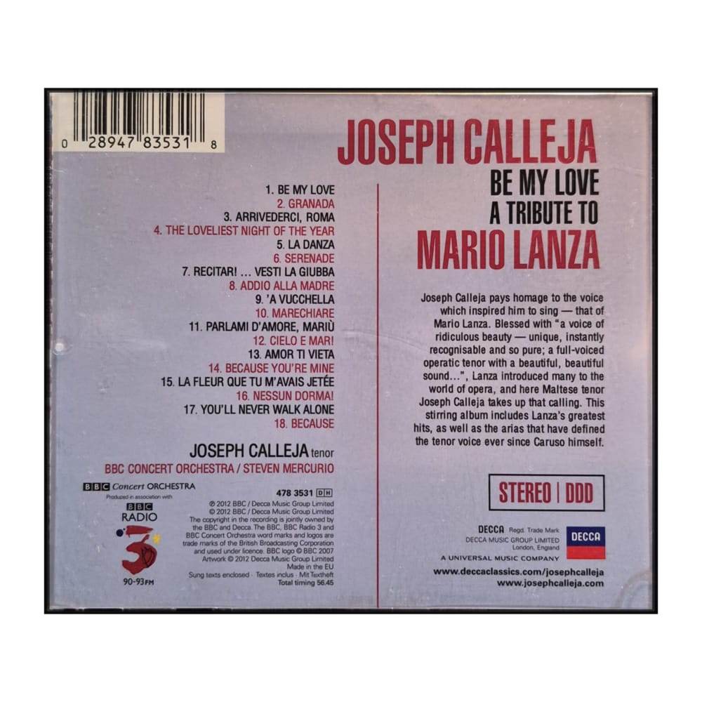 Joseph Calleja: Be My Love - A Tribute To Mario Lanza