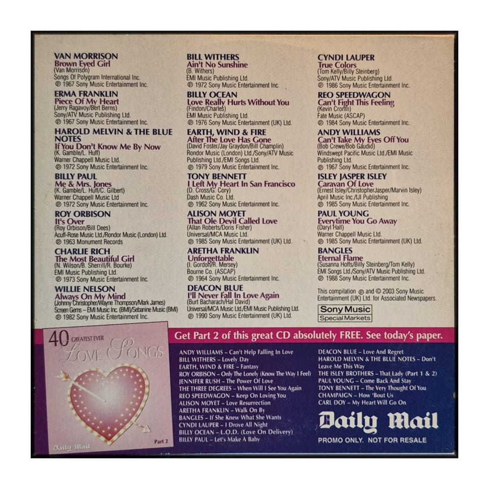 Daily Mail: 40 Greatest Ever Love Songs 1