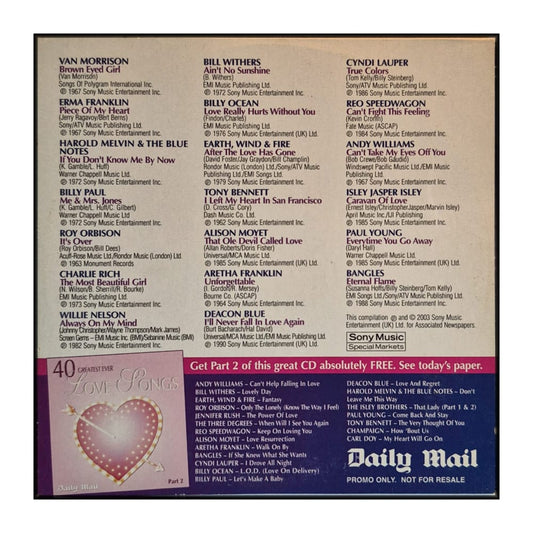 Daily Mail: 40 Greatest Ever Love Songs 1