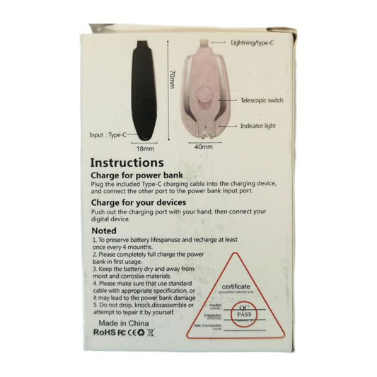 Keychain Emergency Charger: Lightning (Black)