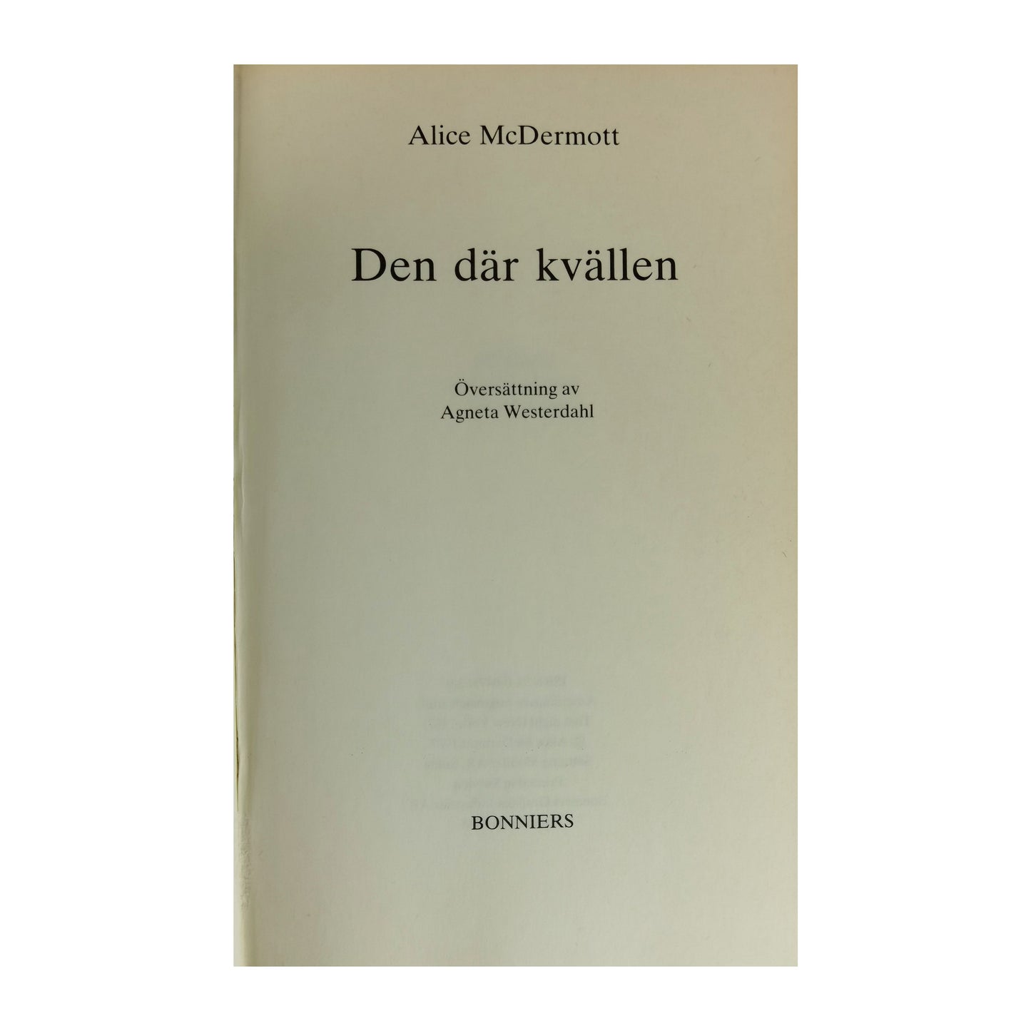 Alice Mcdermott: Den Där Kvällen