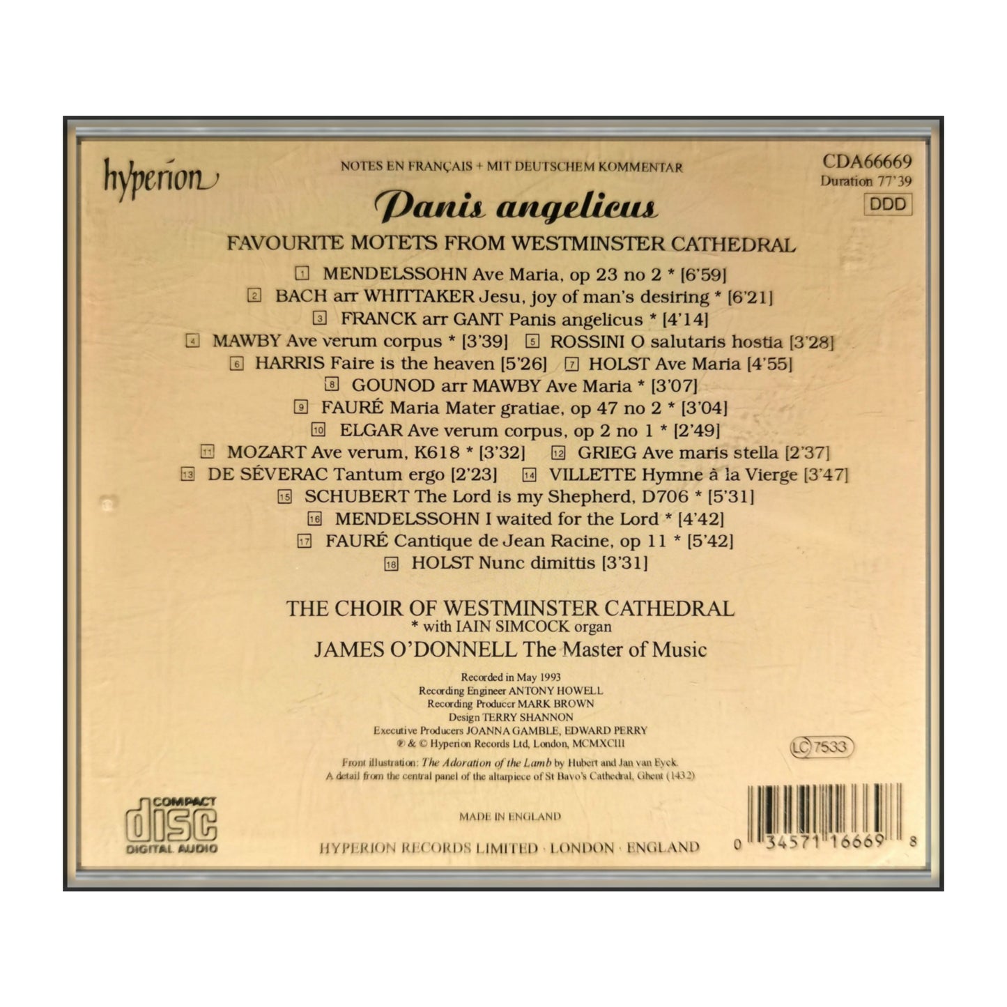 Iain Simcock & James O'Donnell & Westminster Cathedral Choir : Panis Angelicus