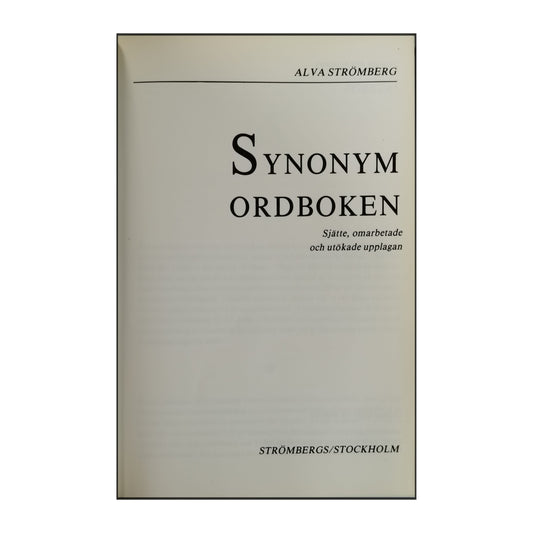 Alva Strömberg: Stora Synonymordboken