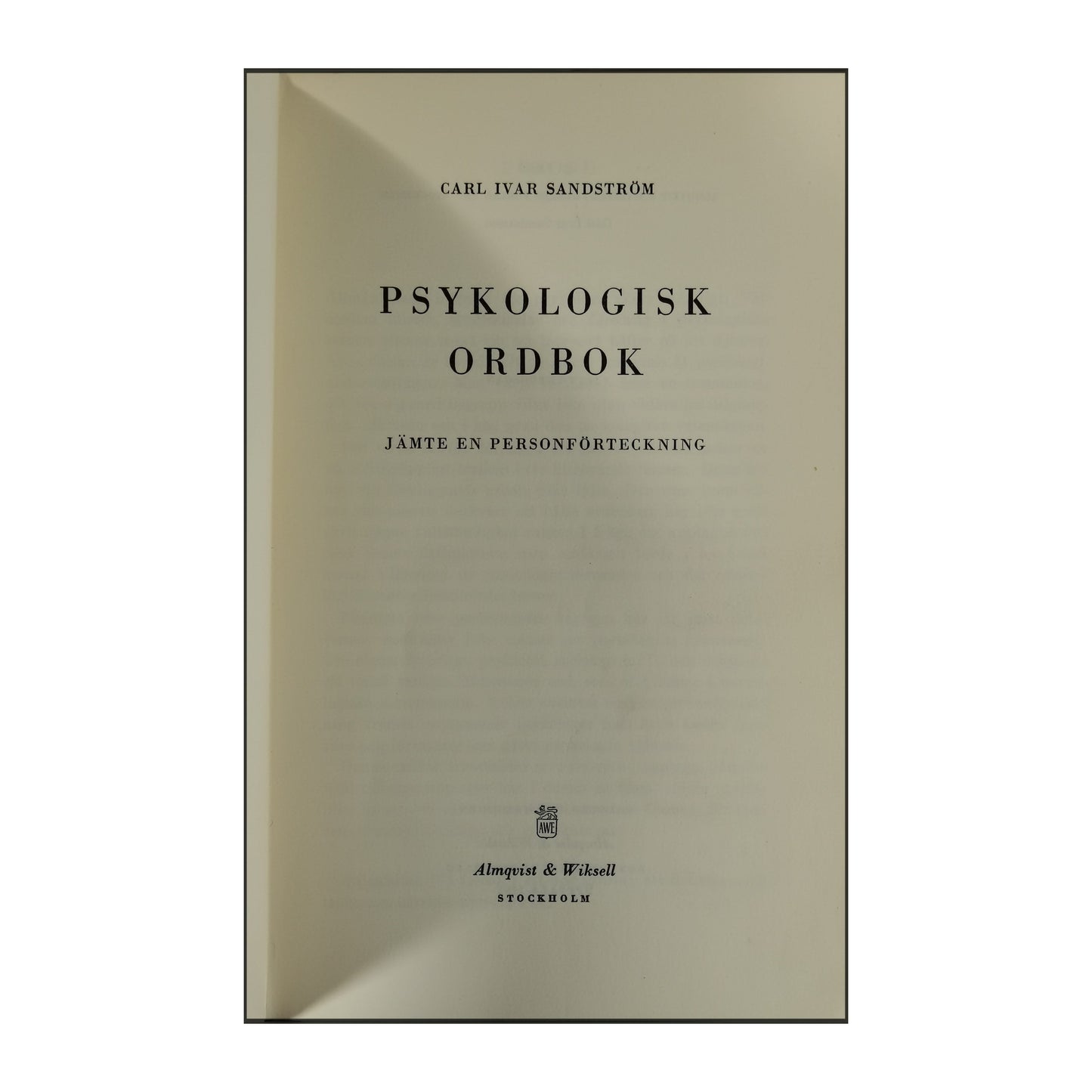Carl Ivar Sandström: Psykologisk Ordbok