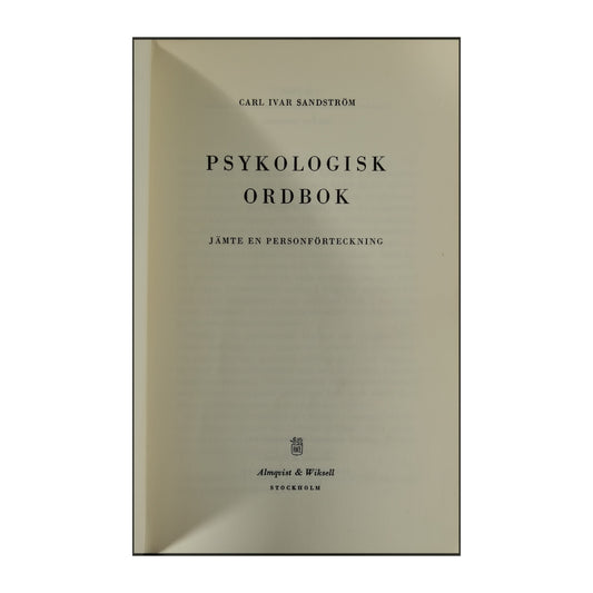 Carl Ivar Sandström: Psykologisk Ordbok