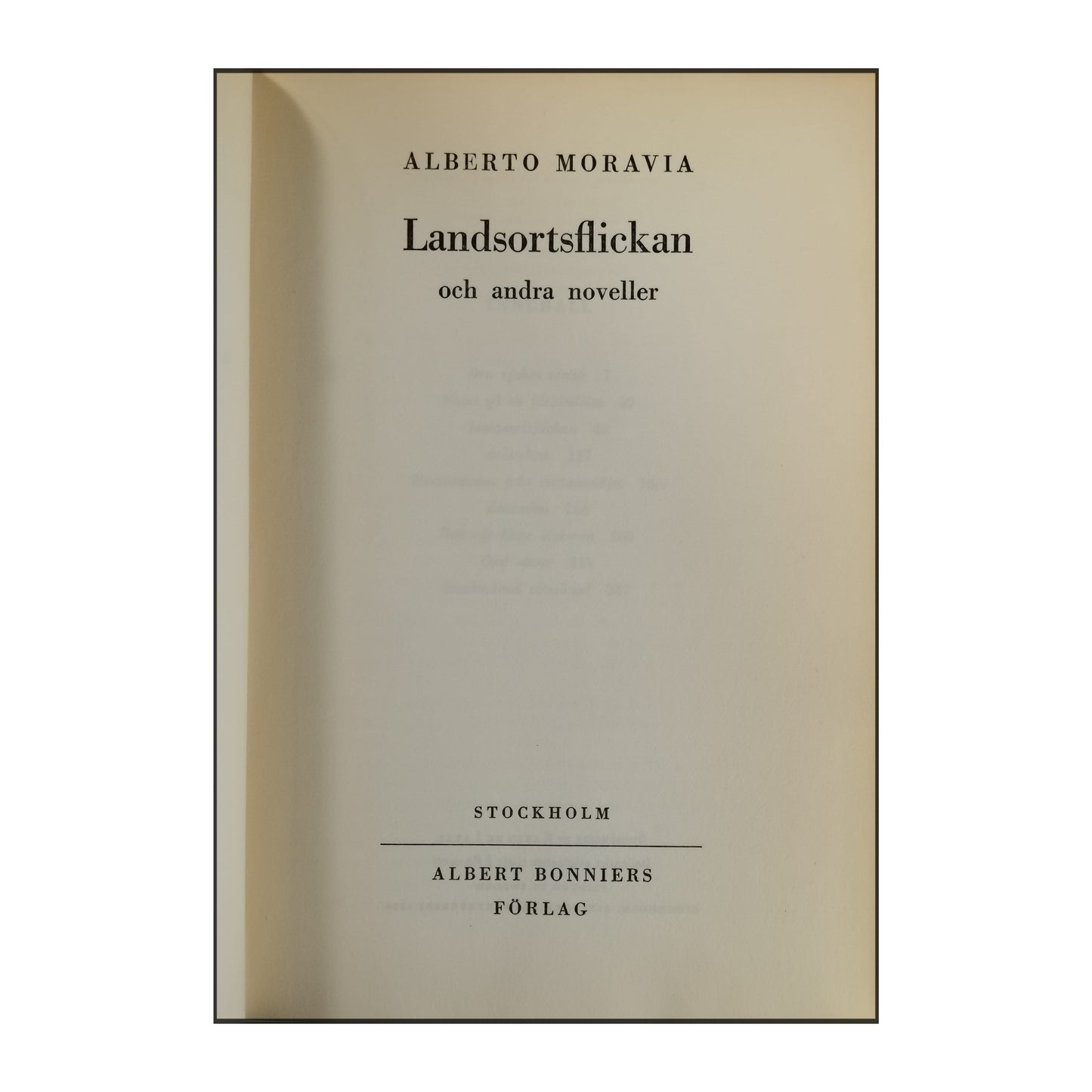 Alberto Moravia: Landsortsflickan Och Andra Noveller