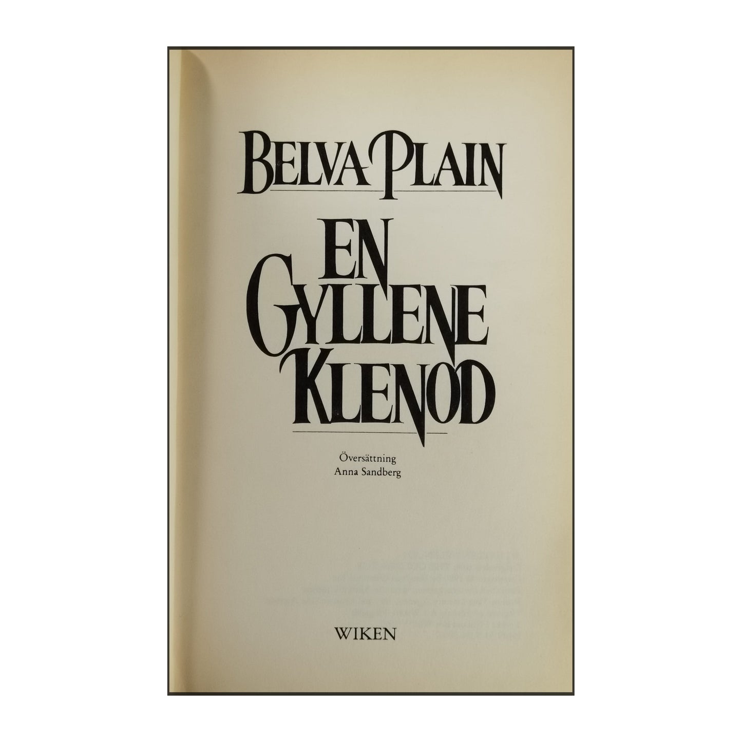 Belva Plain: En Gyllene Klenod