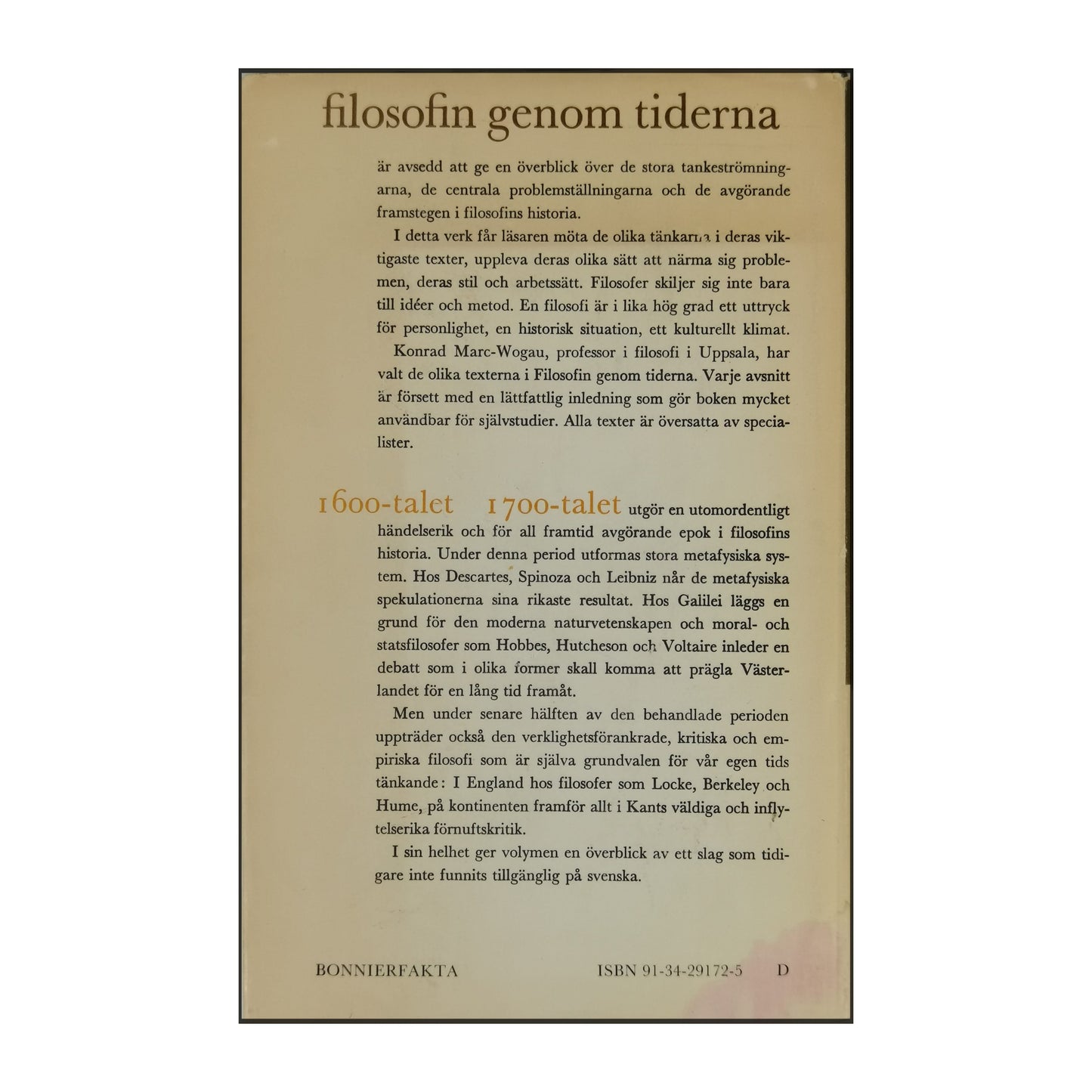 Filosofin Genom Tiderna 1600-Talet 1700-Talet