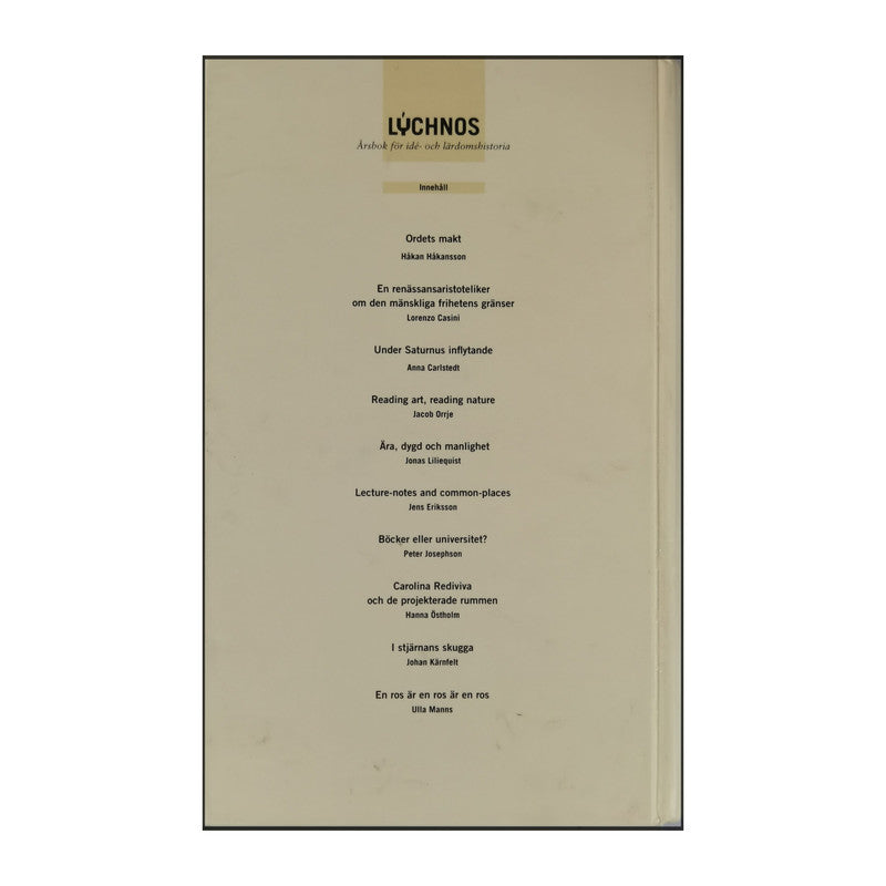 Lýchnos: Årsbok För Idé- Och Lärdomshistoria 2009