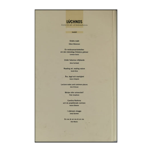 Lýchnos: Årsbok För Idé- Och Lärdomshistoria 2009