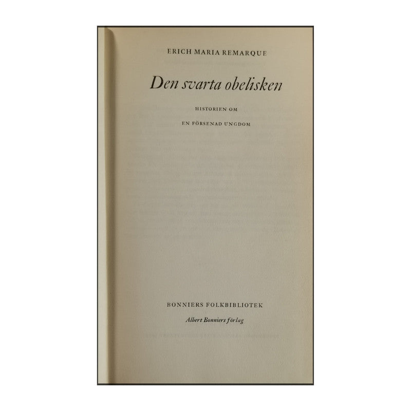 Erich Maria Remarque: Den Svarta Obelisken