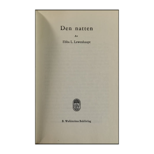 Ebba L. Lewenhaupt: Den Natten