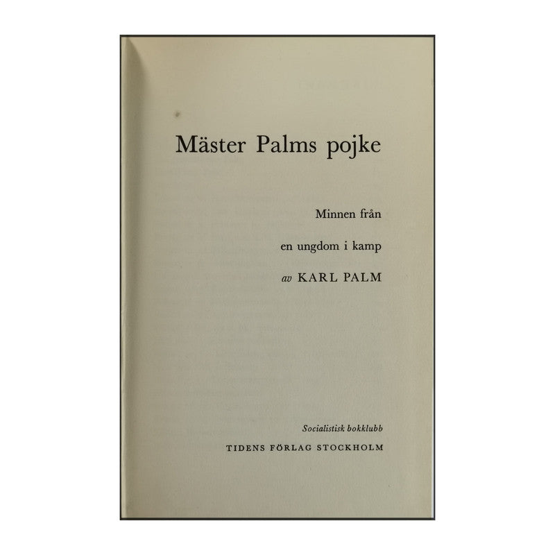 Karl Palm: Mäster Palms Pojke