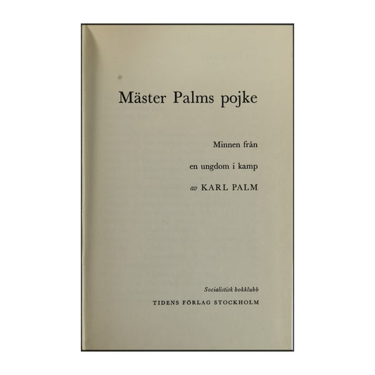 Karl Palm: Mäster Palms Pojke