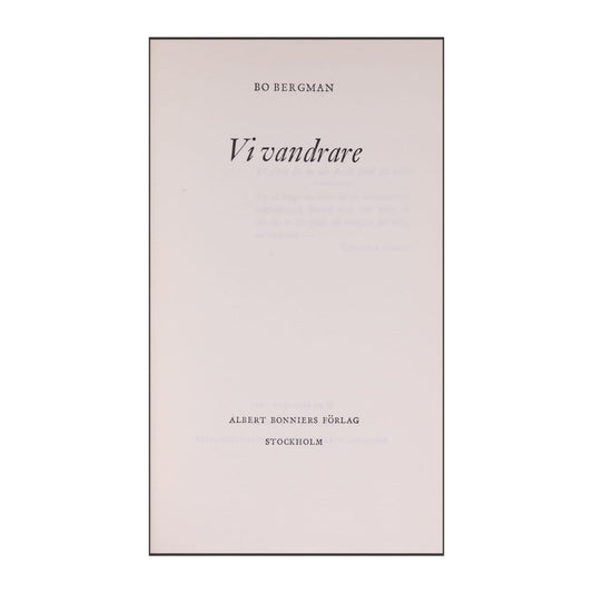 Bo Bergman: Vi Vandrare