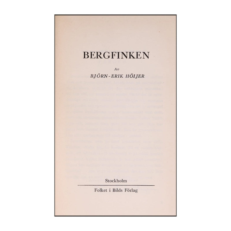 Björn-Erik Höijer: Bergfinken
