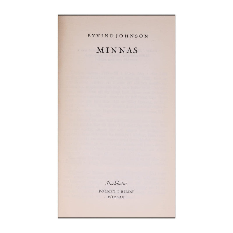 Eyvind Johnson: Minnas