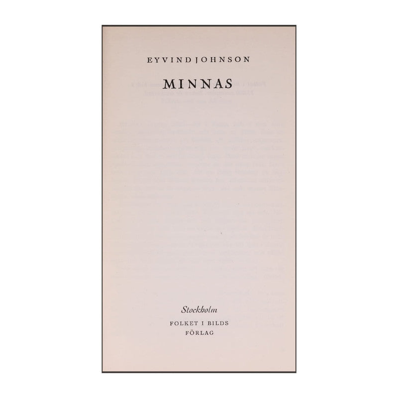 Eyvind Johnson: Minnas