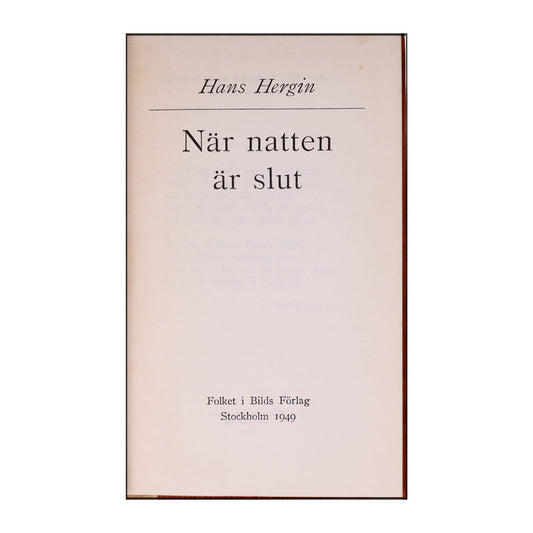 Hans Hergin: När Natten Är Slut