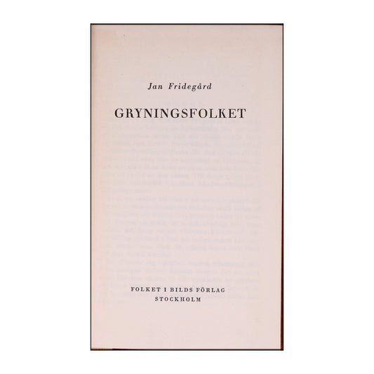 Jan Fridegård: Gryningsfolket