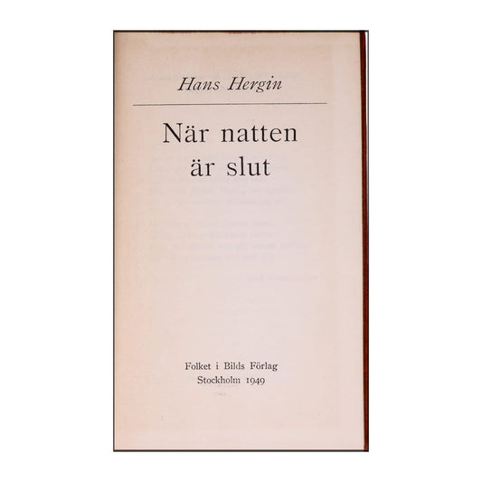 Hans Hergin: När Natten Är Slut