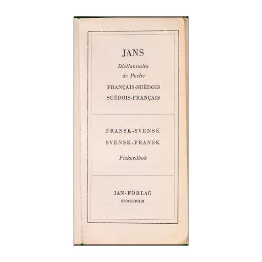 Jans Dictionnaire De Poche Français-Suédois Suédois-Français