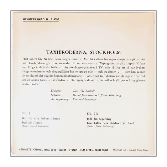 Taxi-Bröderna, Stockholm: 4 Sånger Från Tv-Programmet Hösten 1968