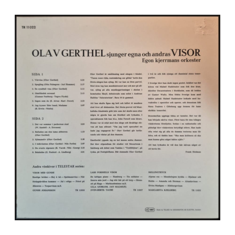 Olav Gerthel: Sjunger Egna Och Andras Visor