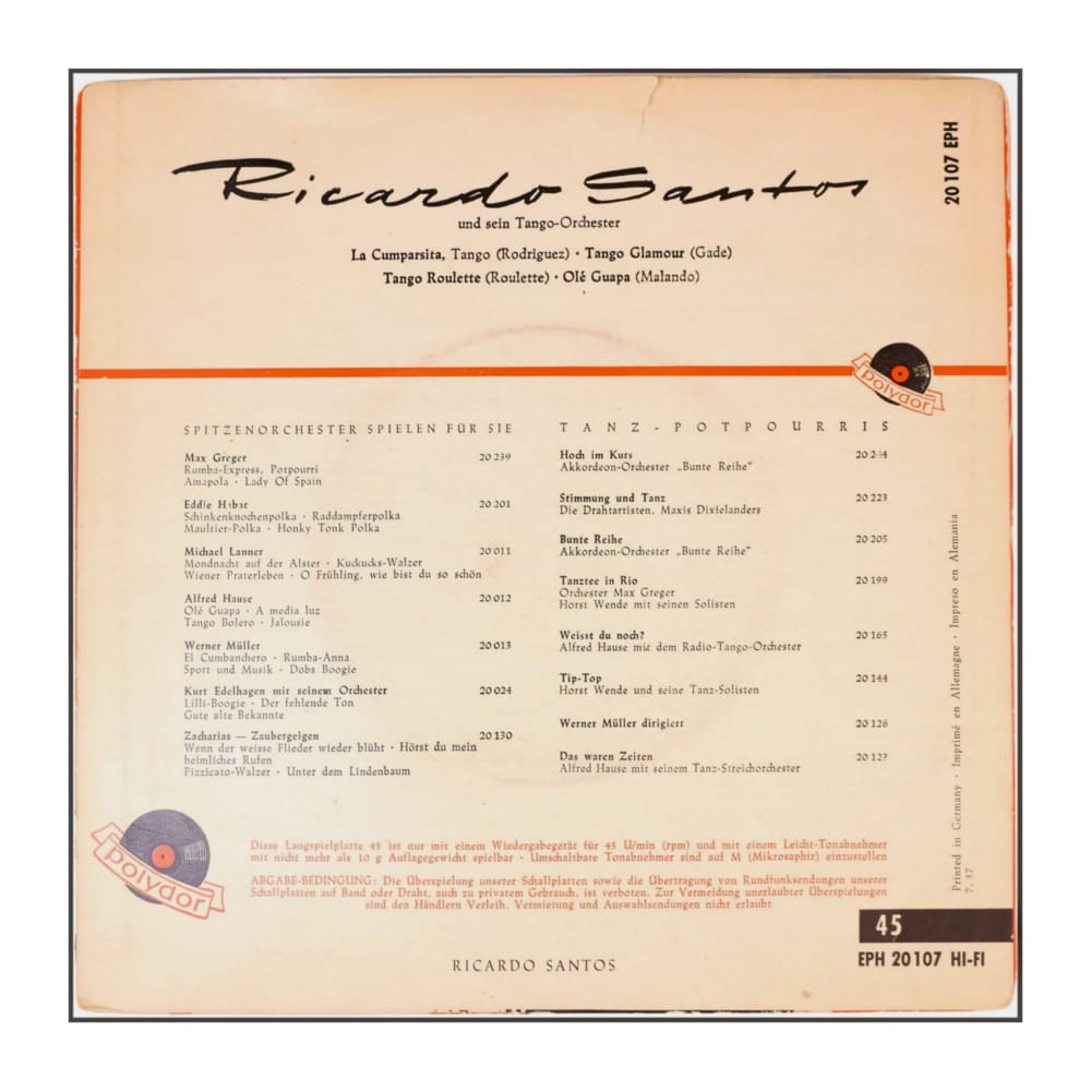 Ricardo Santos Und Sein Tanzorchester: La Cumparsita
