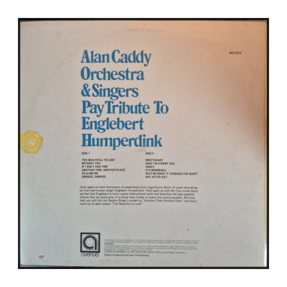 Alan Caddy Orchestra & Singers: Pay Tribute To Englebert Humperdink V2