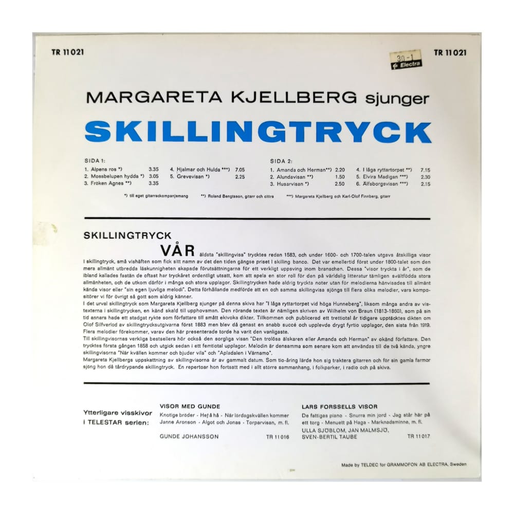 Margareta Kjellberg: Sjunger Skillingtryck