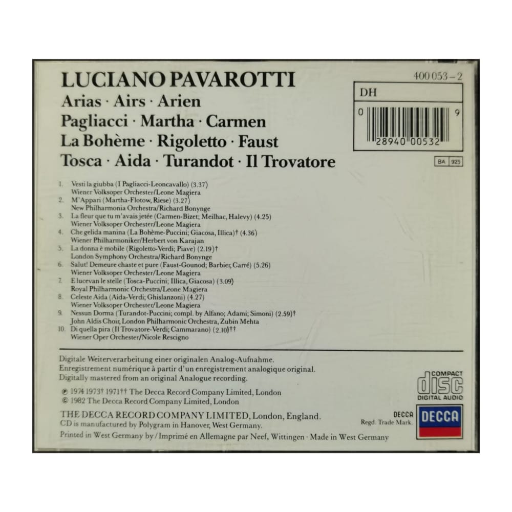 Luciano Pavarotti: Arias-Airs-Arien