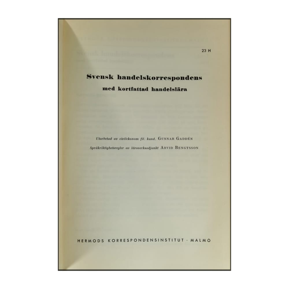 Svensk Handelskorrespondens Med Kortfattad Handelslära